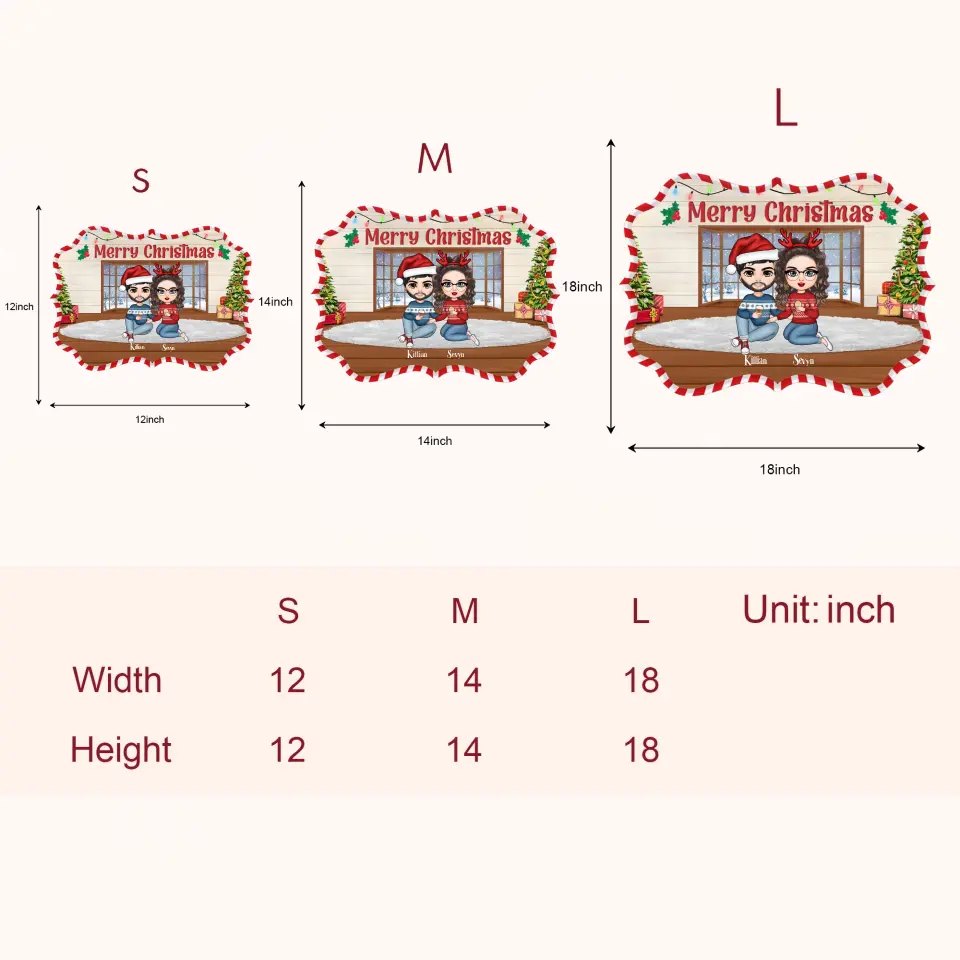 Merry Christmas Family - Personalized Custom Door Sign - Christmas Gift For Family, Family Members