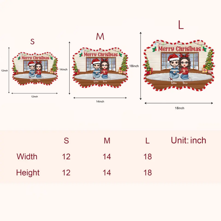 Merry Christmas Family - Personalized Custom Door Sign - Christmas Gift For Family, Family Members