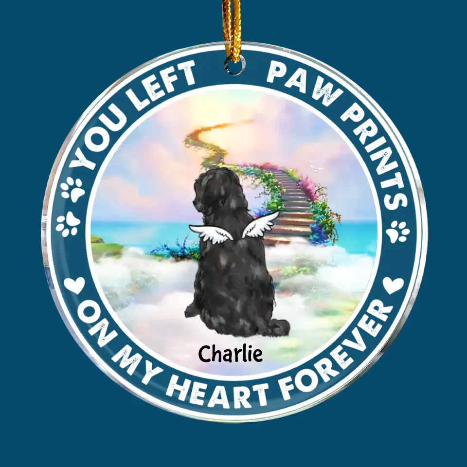 You Left Paw Prints On My Heart Forever - Personalized Custom Mica Ornament - Christmas, Memorial Gift For Pet Lover, Pet Dad, Pet Mom, Pet Owner
