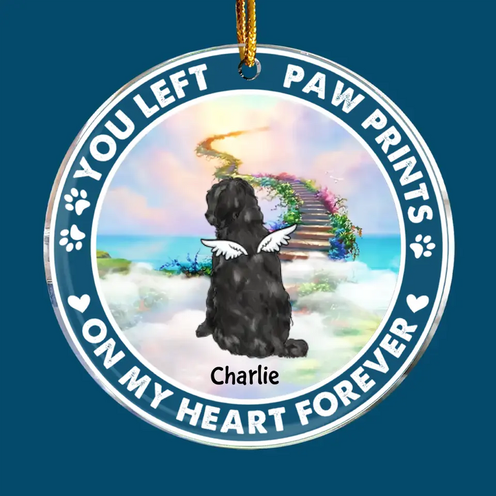 You Left Paw Prints On My Heart Forever - Personalized Custom Mica Ornament - Christmas, Memorial Gift For Pet Lover, Pet Dad, Pet Mom, Pet Owner