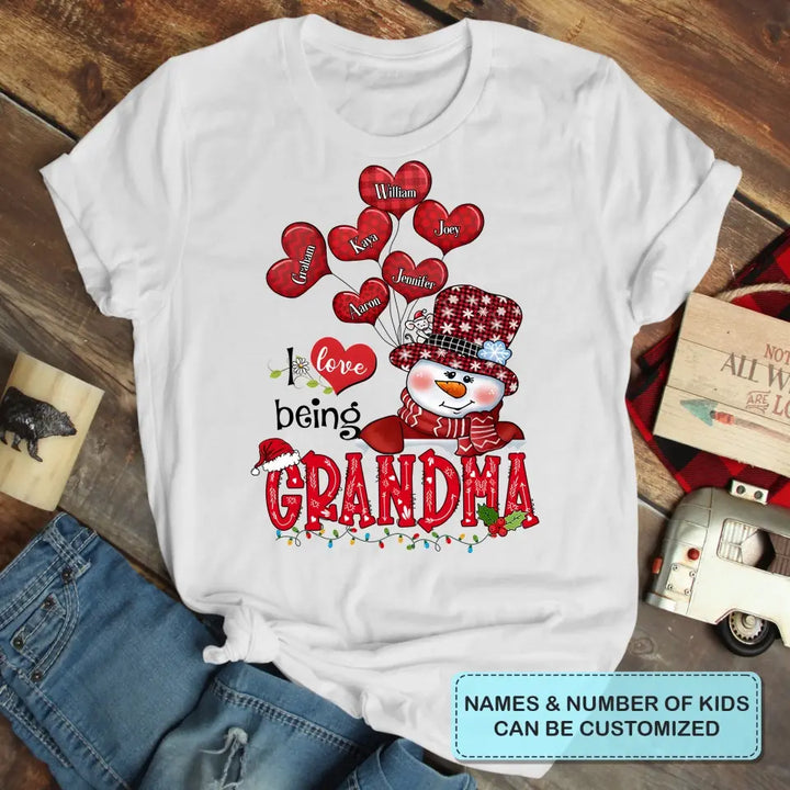 I Love Being Grandma V2 - Personalized Custom T-shirt - Christmas Gift For Grandma, Mom, Family Members