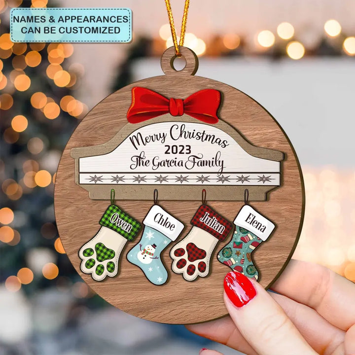 Christmas Family Stocking - Personalized Custom Layer Wood Ornament - Christmas Gift For Family Members