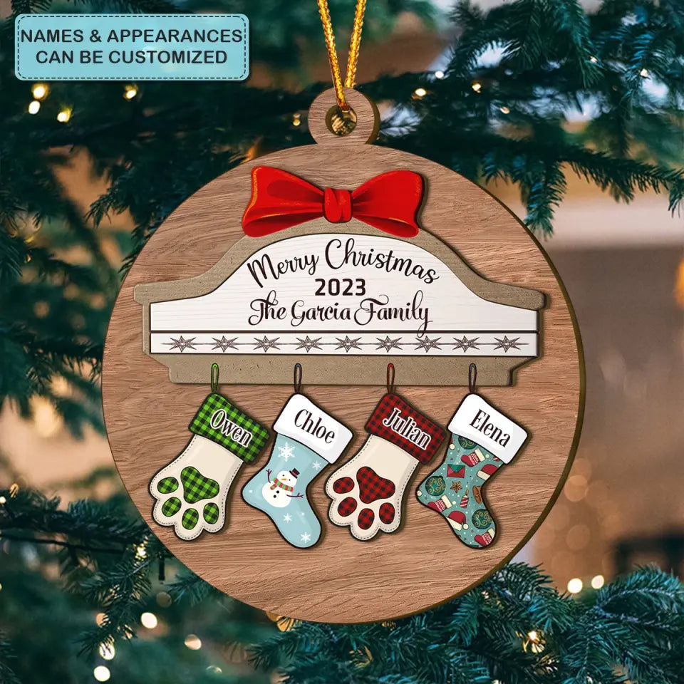 Christmas Family Stocking - Personalized Custom Layer Wood Ornament - Christmas Gift For Family Members