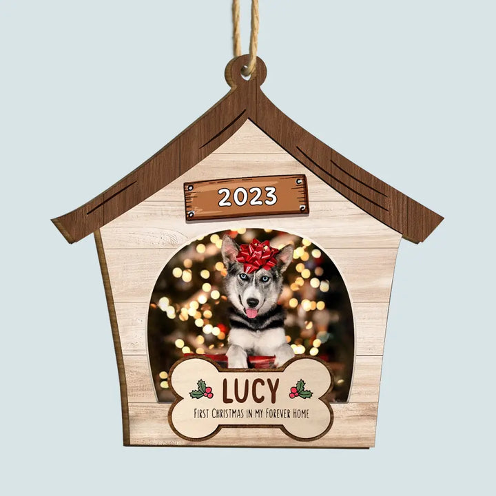 First Christmas In My Forever Home - Personalized Custom Photo Wood Ornament - Christmas Gift For Pet Lover, Pet Owner, Dog Mom, Dog Dad, Cat Mom, Cat Dad