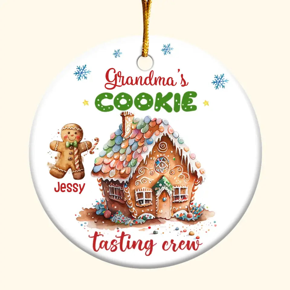 Grandma's Cookie Tasting Crew - Personalized Custom Ceramic Ornament - Christmas Gift For Grandma, Mom, Family Members