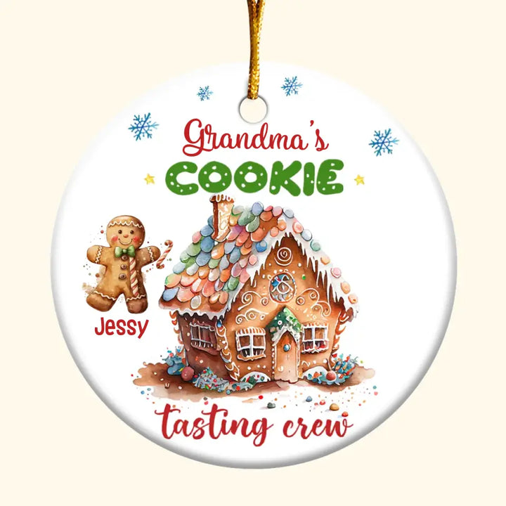 Grandma's Cookie Tasting Crew - Personalized Custom Ceramic Ornament - Christmas Gift For Grandma, Mom, Family Members