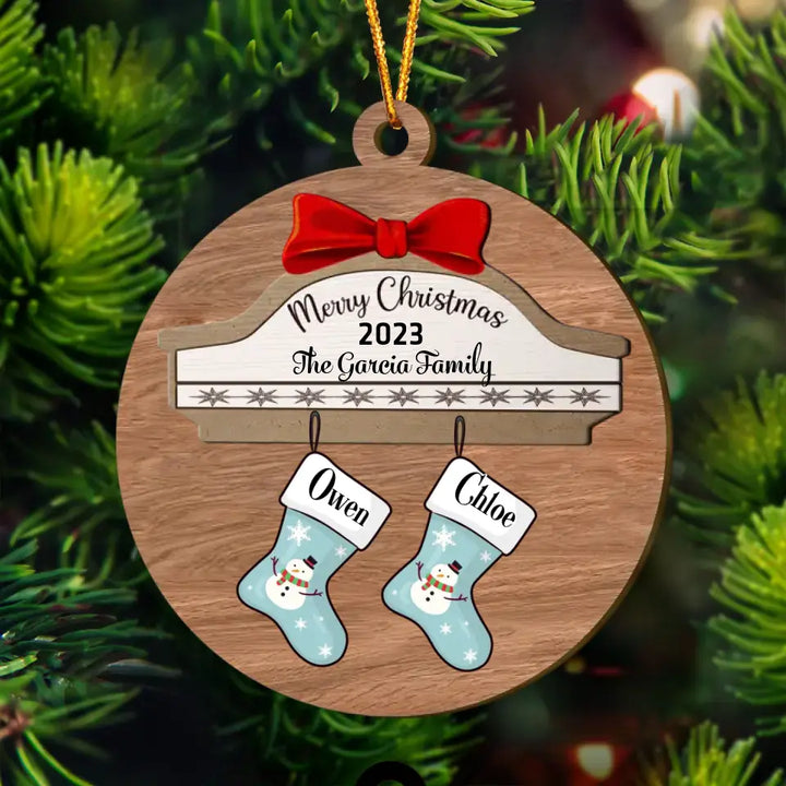 Christmas Family Stocking - Personalized Custom Layer Wood Ornament - Christmas Gift For Family Members
