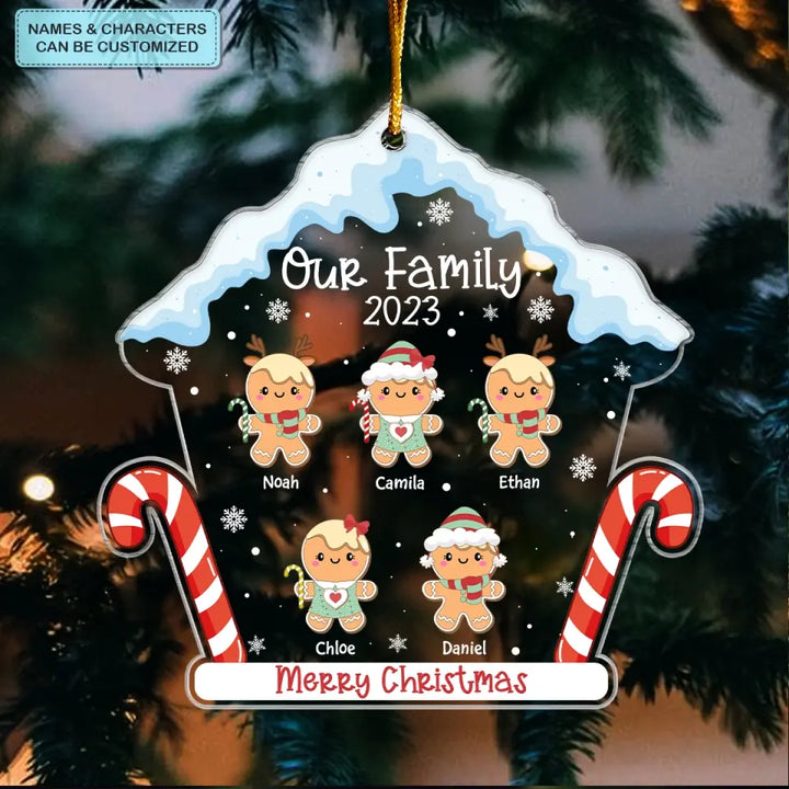 Gingerbread Family - Personalized Custom Mica Ornament - Christmas Gift For Family, Family Members, Grandma, Mom