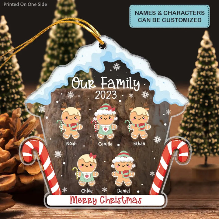 Gingerbread Family - Personalized Custom Mica Ornament - Christmas Gift For Family, Family Members, Grandma, Mom