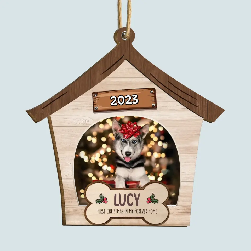 First Christmas In My Forever Home - Personalized Custom Photo Wood Ornament - Christmas Gift For Pet Lover, Pet Owner, Dog Mom, Dog Dad, Cat Mom, Cat Dad
