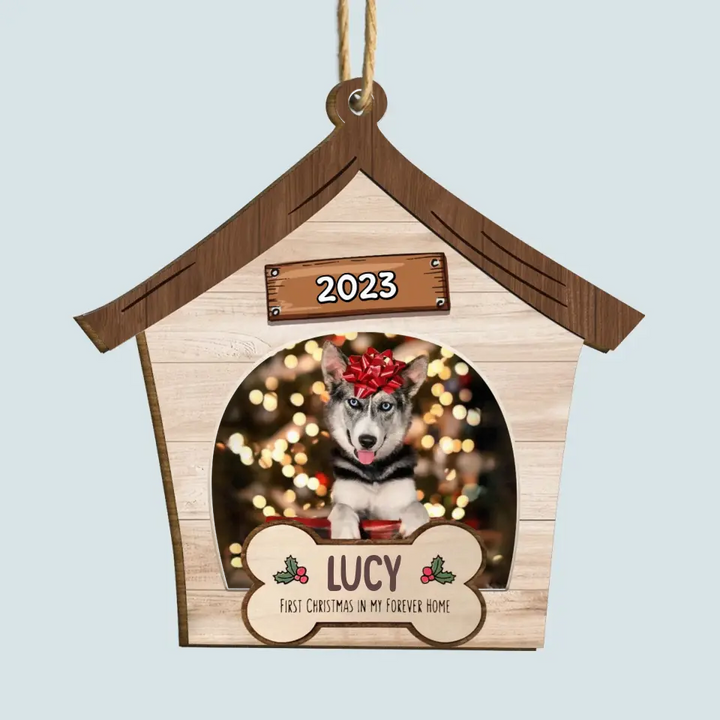First Christmas In My Forever Home - Personalized Custom Photo Wood Ornament - Christmas Gift For Pet Lover, Pet Owner, Dog Mom, Dog Dad, Cat Mom, Cat Dad