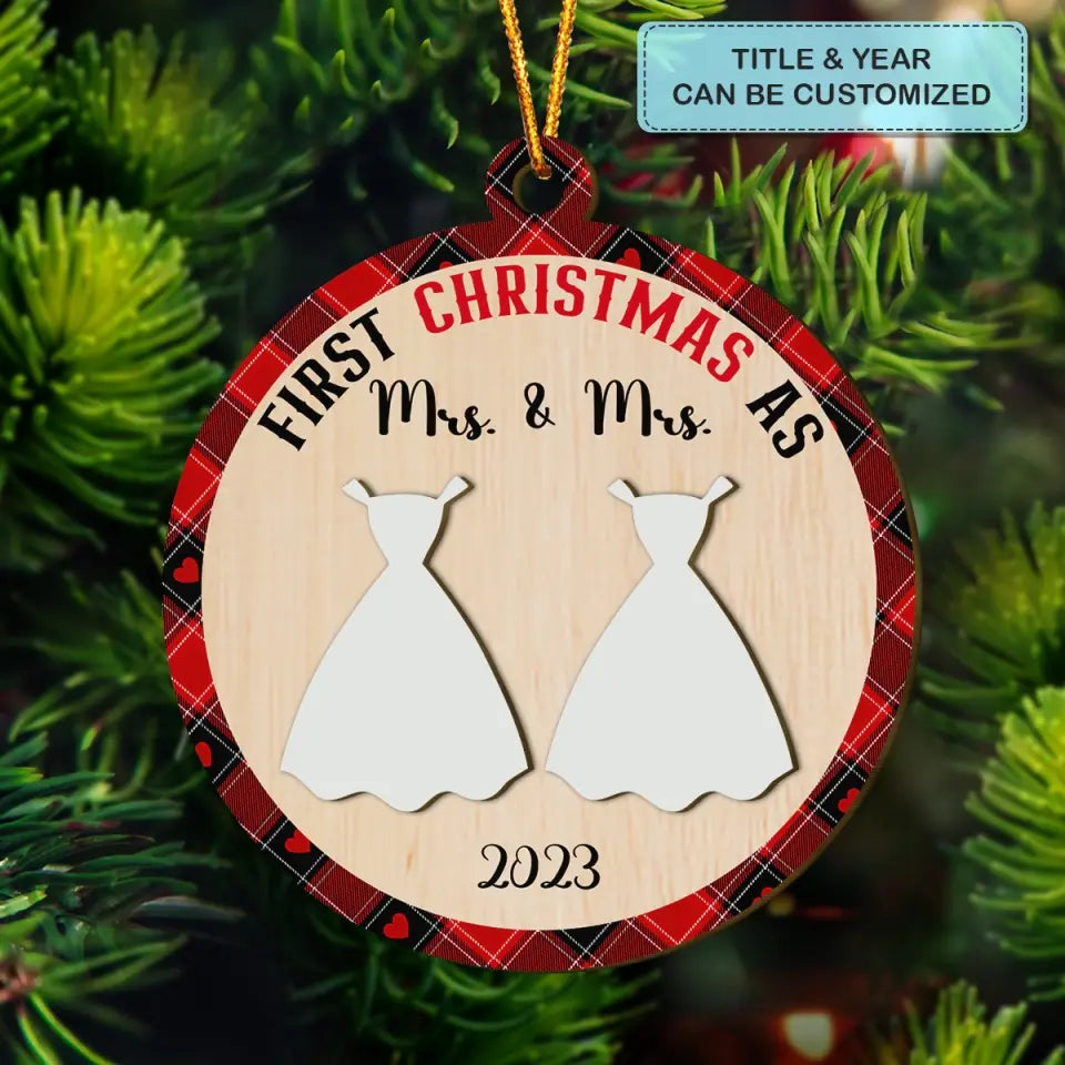 First Christmas As Mr And Mrs - Personalized Custom Layer Wood Ornament - Christmas Gift For Couple, Wife, Husband