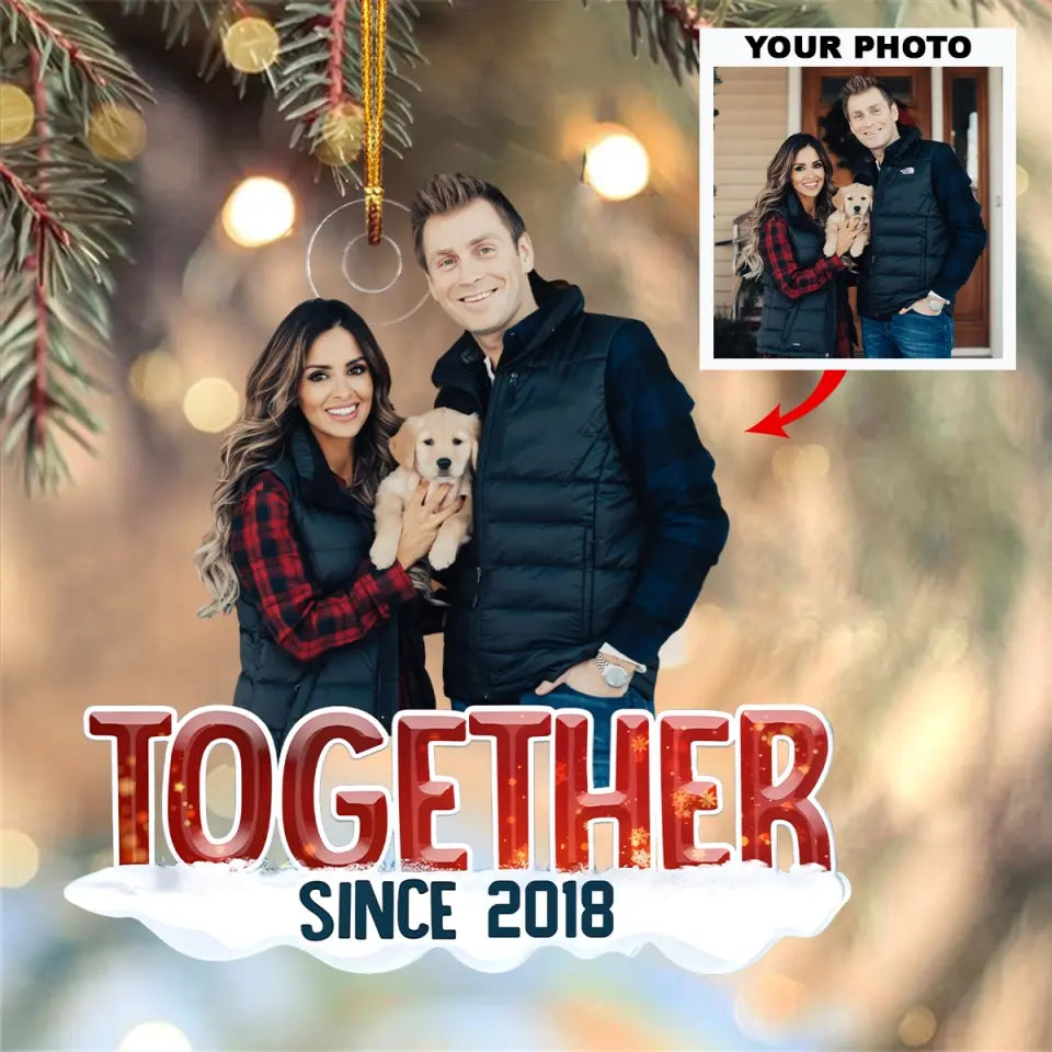 Christmas Couple Together Since - Personalized Custom Photo Mica Ornament - Christmas Gift For Couple, Anniversary Gift For Couple, Husband, Wife, Dad, Mom AGCPD047