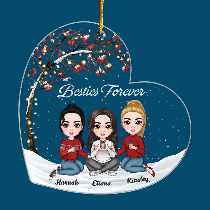 Besties Forever - Personalized Custom Mica Ornament - Christmas Gift For Besties, Friends, Family