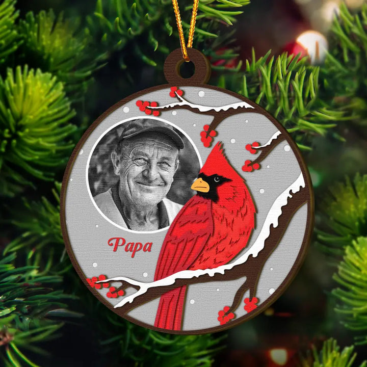 In Loving Memory Cardinal - Personalized Custom Layer Wood Ornament - Memorial Gift For Family Members