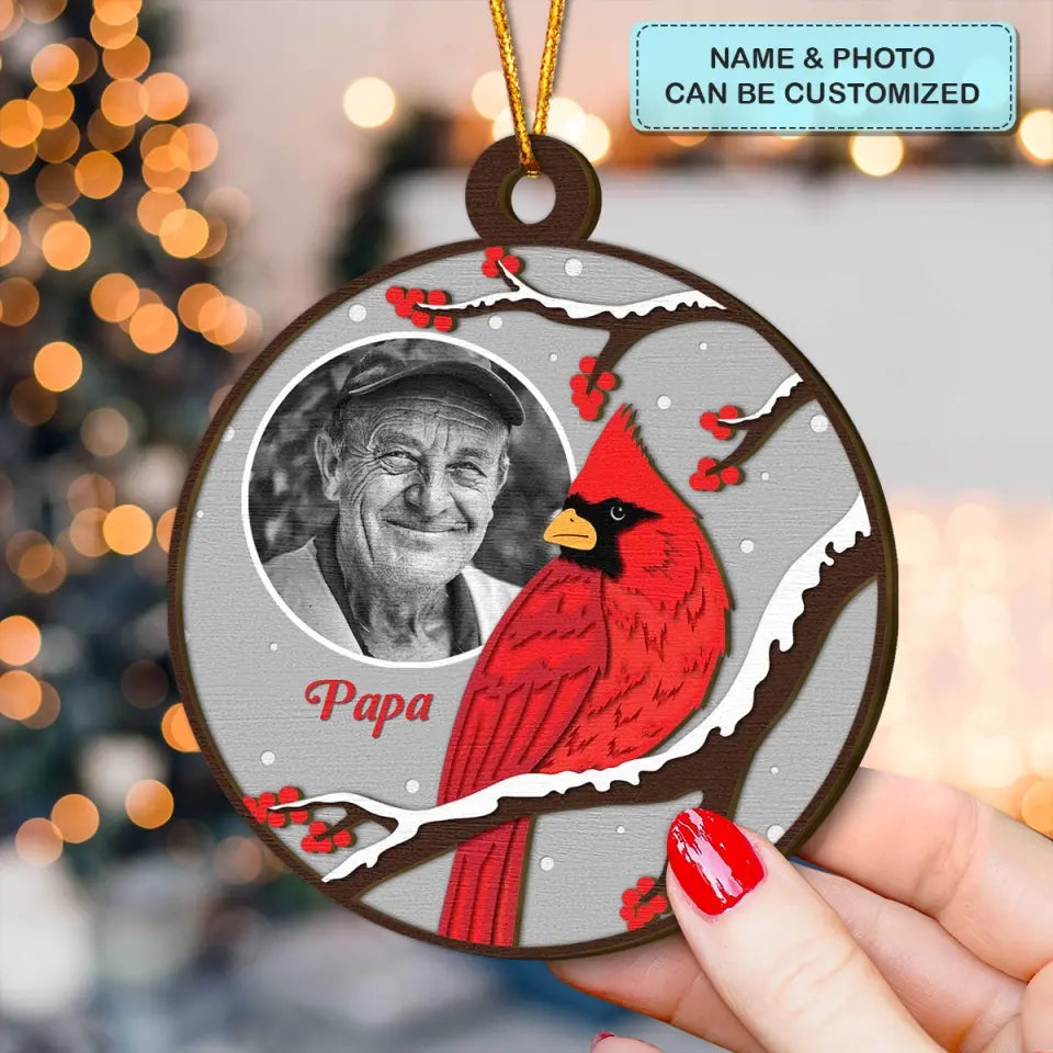 In Loving Memory Cardinal - Personalized Custom Layer Wood Ornament - Memorial Gift For Family Members