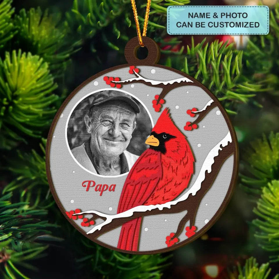 In Loving Memory Cardinal - Personalized Custom Layer Wood Ornament - Memorial Gift For Family Members