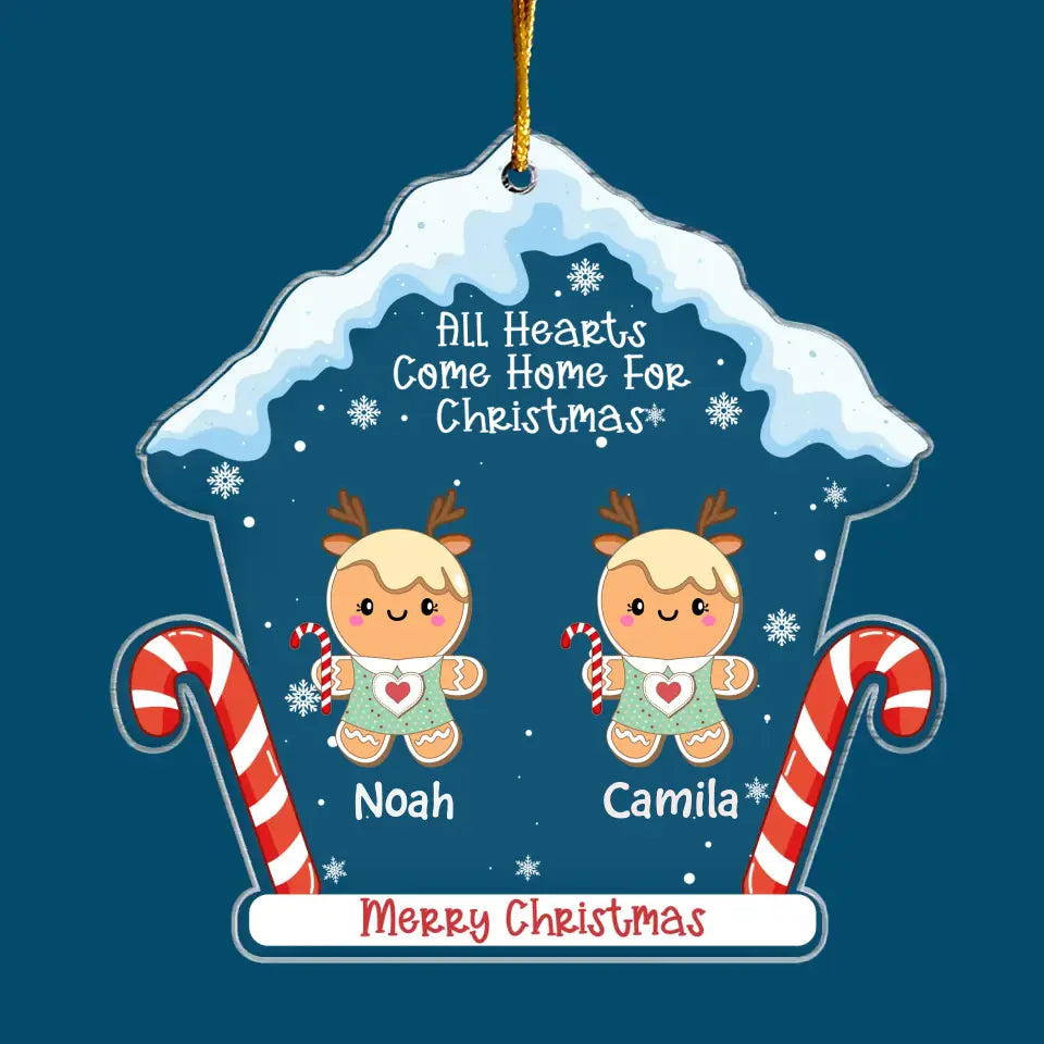 Gingerbread Family - Personalized Custom Mica Ornament - Christmas Gift For Family, Family Members, Grandma, Mom