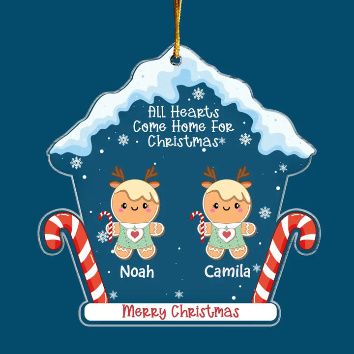 Gingerbread Family - Personalized Custom Mica Ornament - Christmas Gift For Family, Family Members, Grandma, Mom