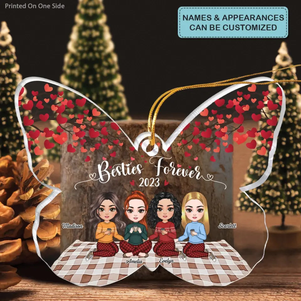 Besties Forever - Personalized Custom Mica Ornament - Christmas Gift For Friends, Besties