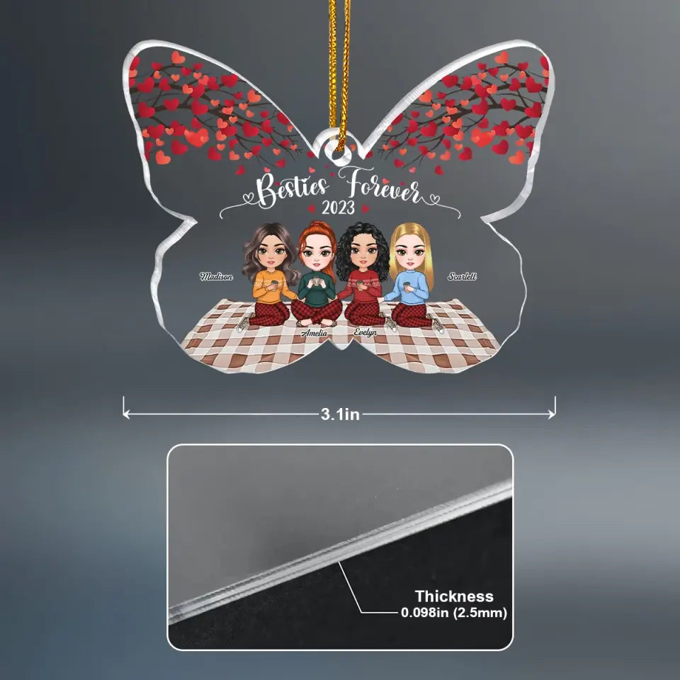 Besties Forever - Personalized Custom Mica Ornament - Christmas Gift For Friends, Besties