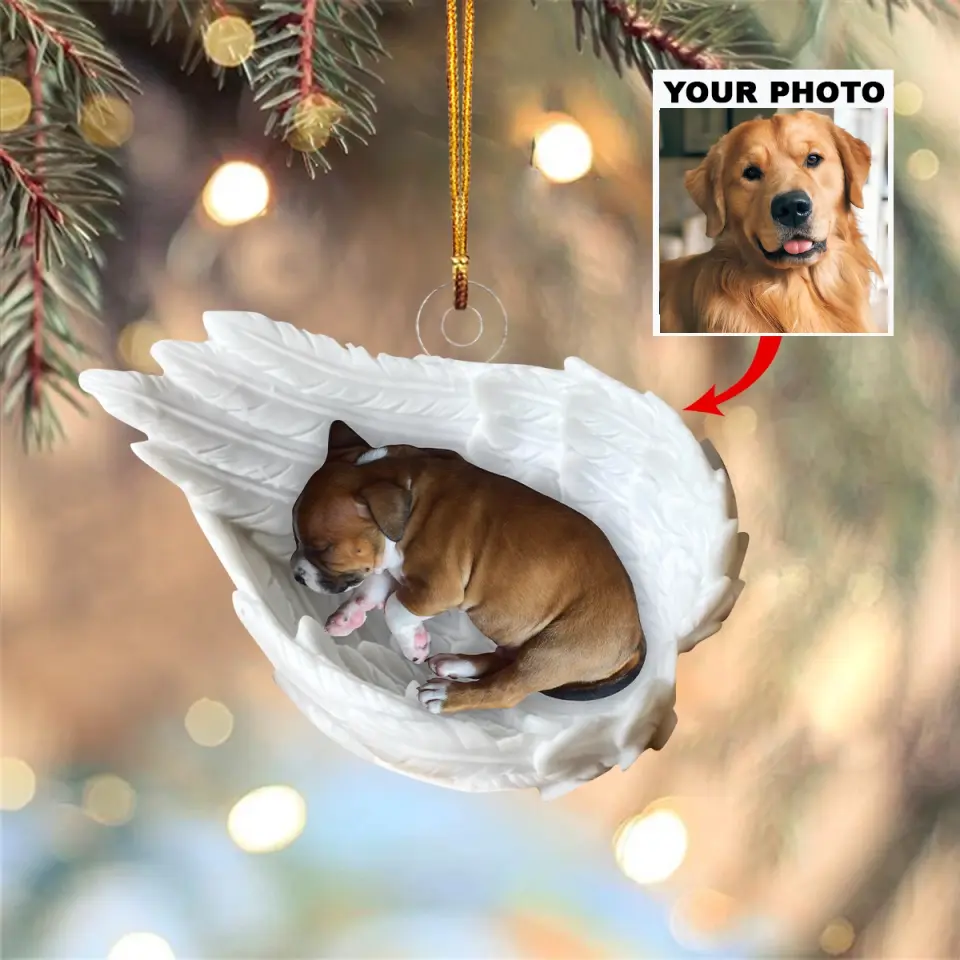 Memorial Pet Angel Wings - Personalized Custom Photo Mica Ornament - Memorial, Christmas Gift For Pet Lovers, Dog Lovers, Cat Lovers AGCHD019