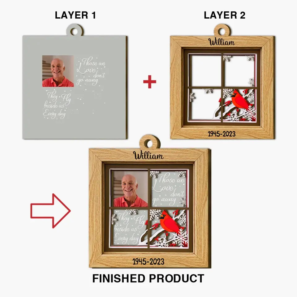 Those We Love Don't Go Away - Personalized Custom 2 Layer Wood Ornament - Memorial Gift For Family Members