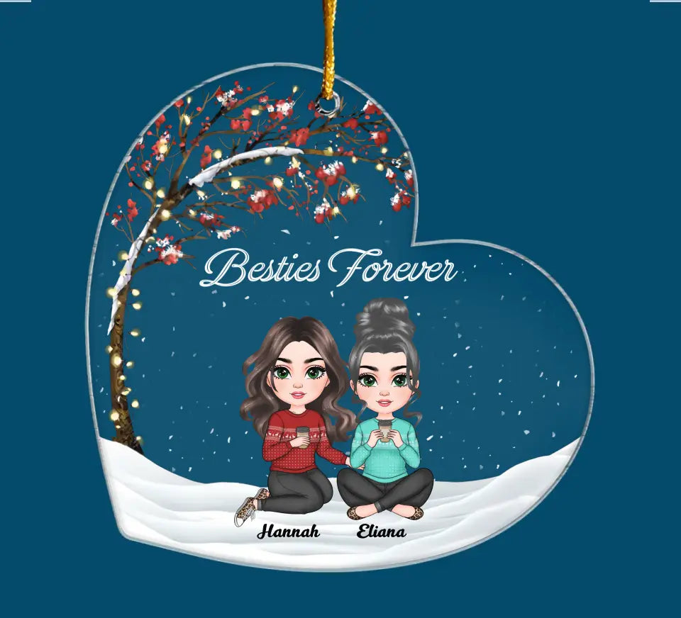 Besties Forever - Personalized Custom Mica Ornament - Christmas Gift For Besties, Friends, Family