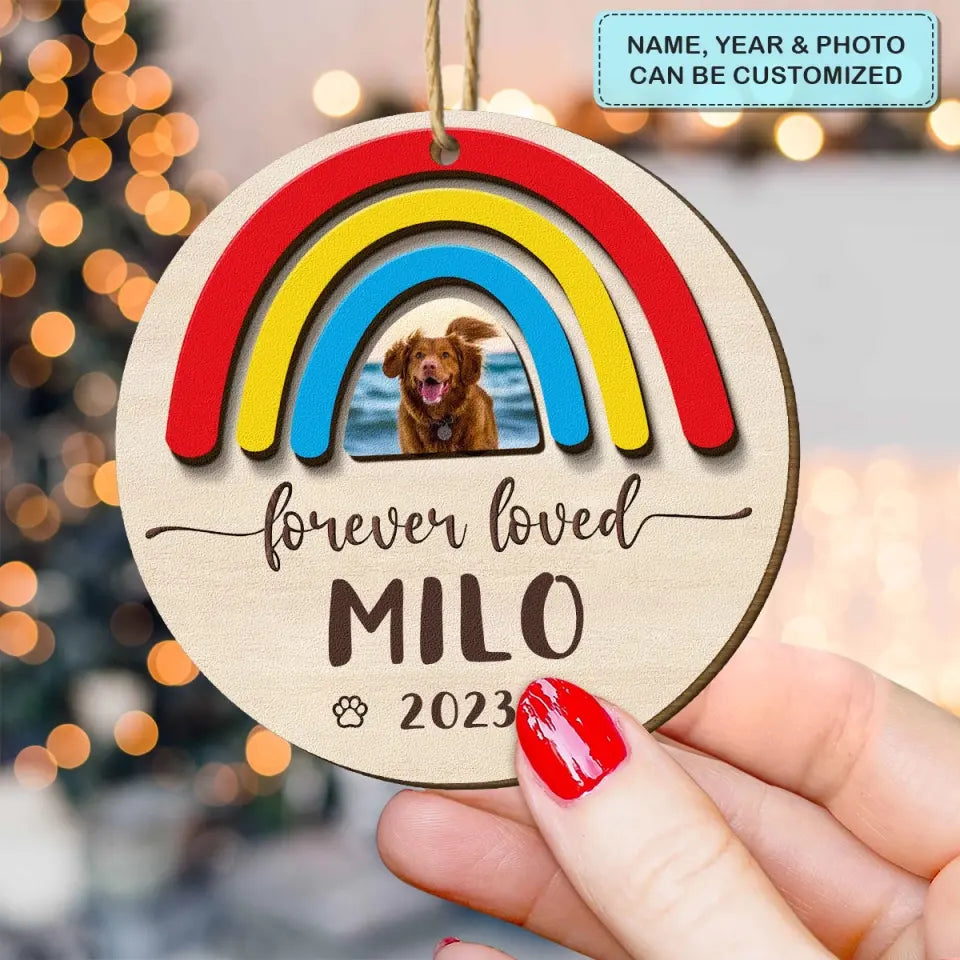 No Longer By My Side But Forever In My Heart - Personalized Custom Wood Ornament - Christmas, Memorial Gift For Pet Mom, Pet Dad, Pet Lover, Pet Owner