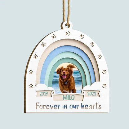 Forever In Our Hearts - Personalized Custom Wood Ornament - Christmas, Memorial Gift For Pet Mom, Pet Dad, Pet Lover, Pet Owner
