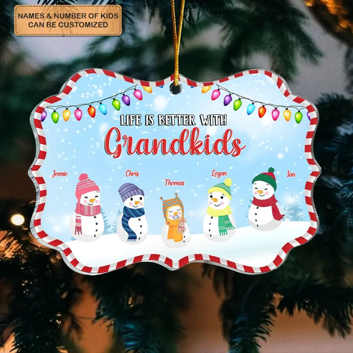Life is Better With Grandkids - Personalized Custom Mica Ornament - Christmas Gift For Grandma, Family Members