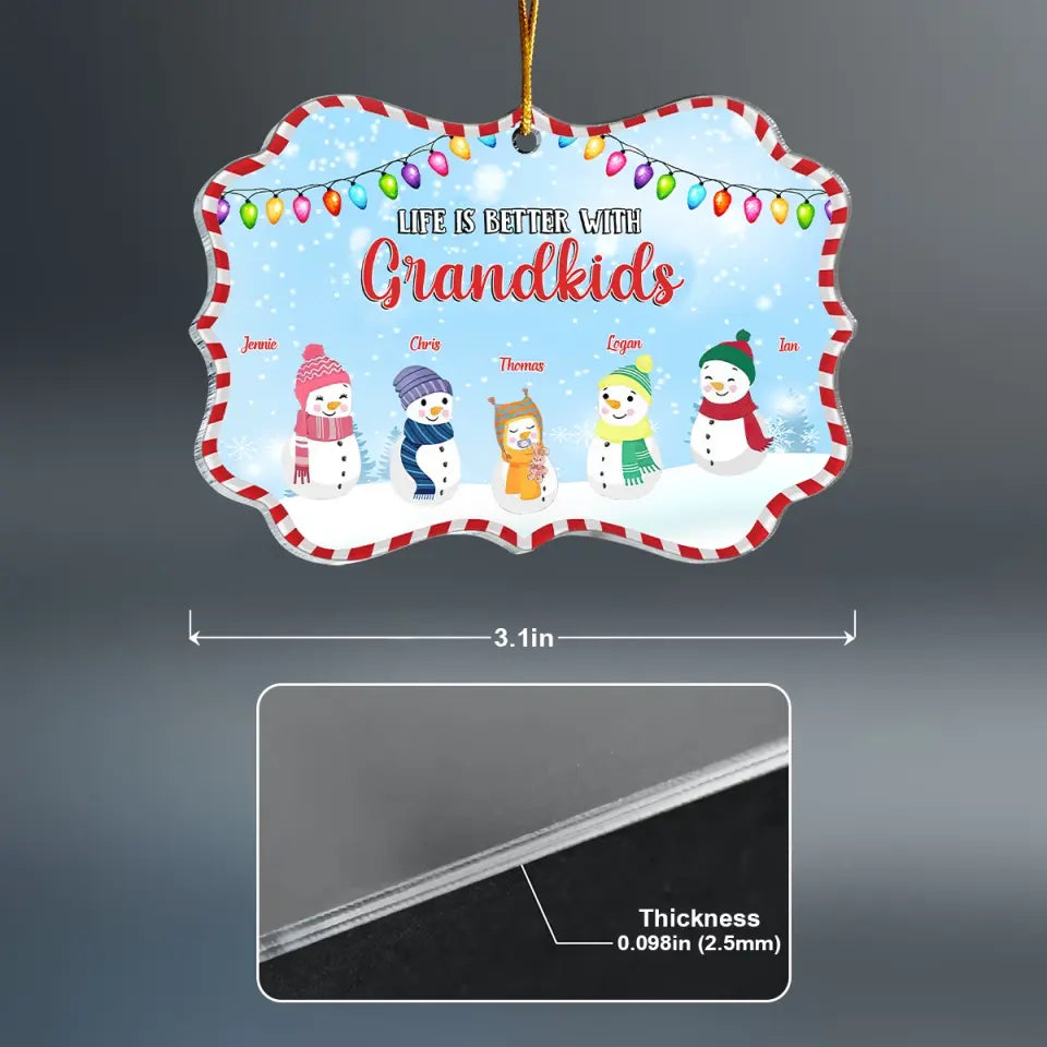 Life is Better With Grandkids - Personalized Custom Mica Ornament - Christmas Gift For Grandma, Family Members