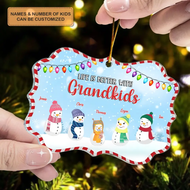 Life is Better With Grandkids - Personalized Custom Mica Ornament - Christmas Gift For Grandma, Family Members