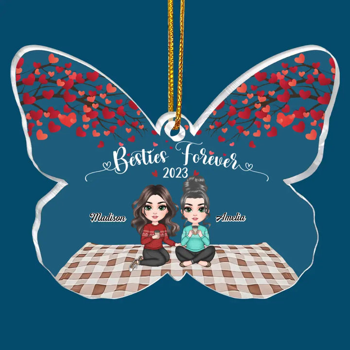Besties Forever - Personalized Custom Mica Ornament - Christmas Gift For Friends, Besties