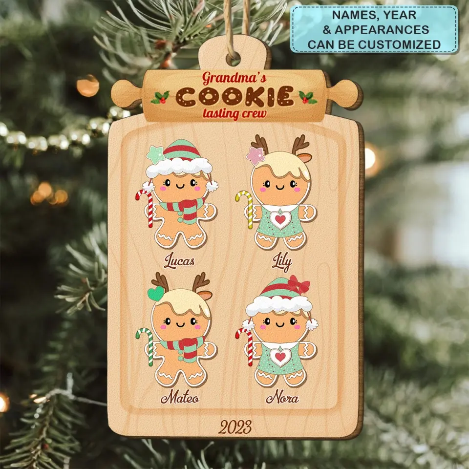 Grandma's Cookie Tasting Crew - Personalized Custom Wood Ornament - Christmas Gift For Mom, Grandma, Family Members