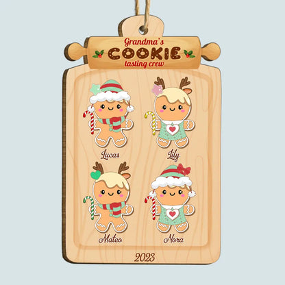 Grandma's Cookie Tasting Crew - Personalized Custom Wood Ornament - Christmas Gift For Mom, Grandma, Family Members