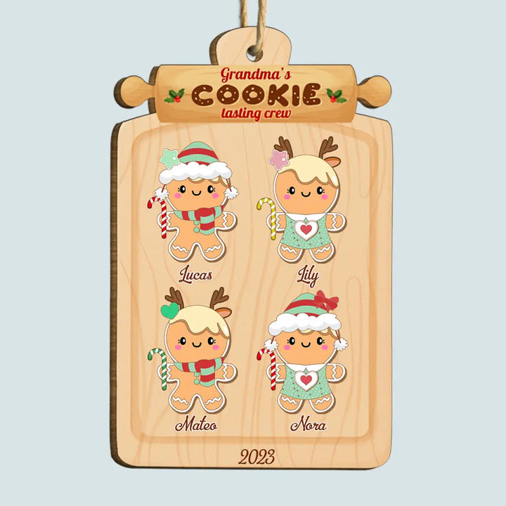 Grandma's Cookie Tasting Crew - Personalized Custom Wood Ornament - Christmas Gift For Mom, Grandma, Family Members
