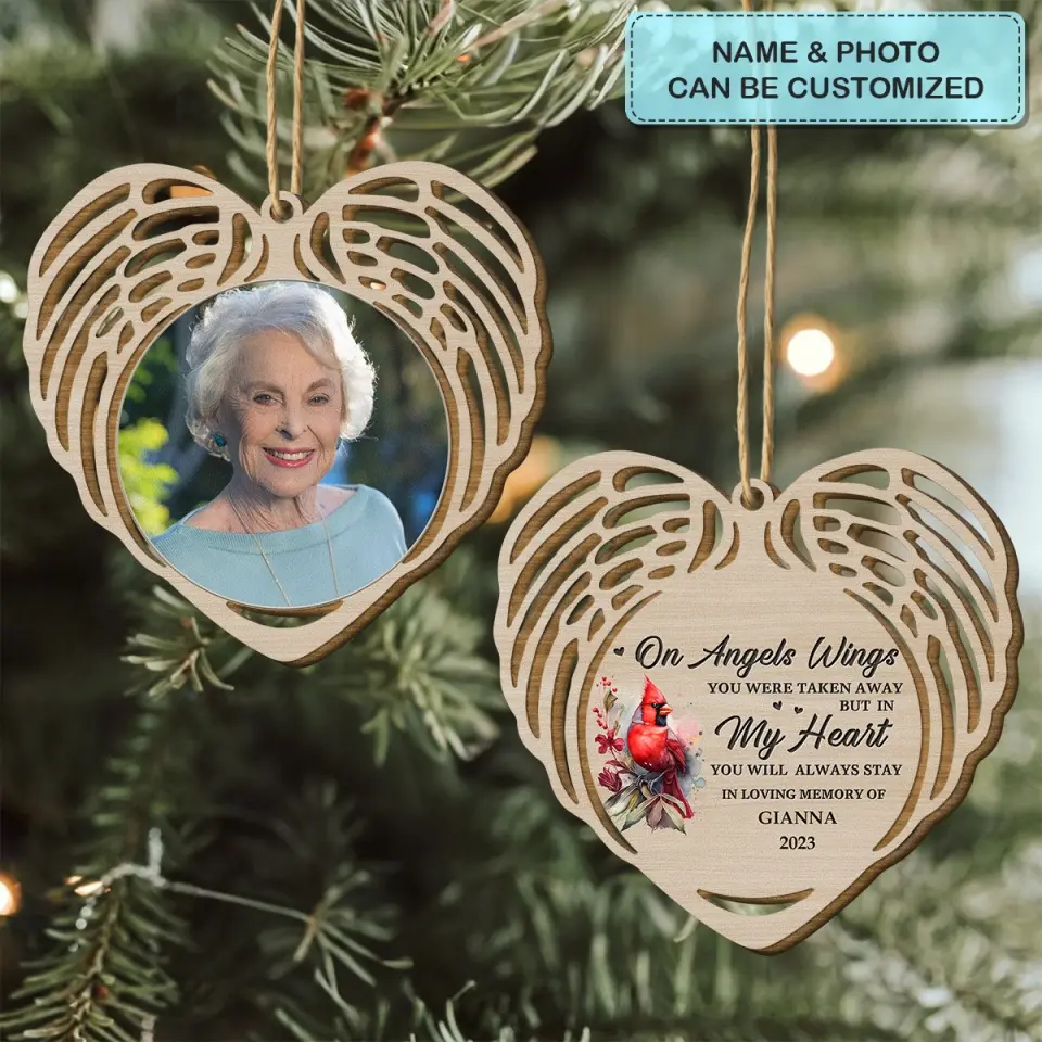 In My Heart You Will Always Stay - Personalized Custom Wood Ornament - Gift For Grandma, Grandpa, Family, Family Members