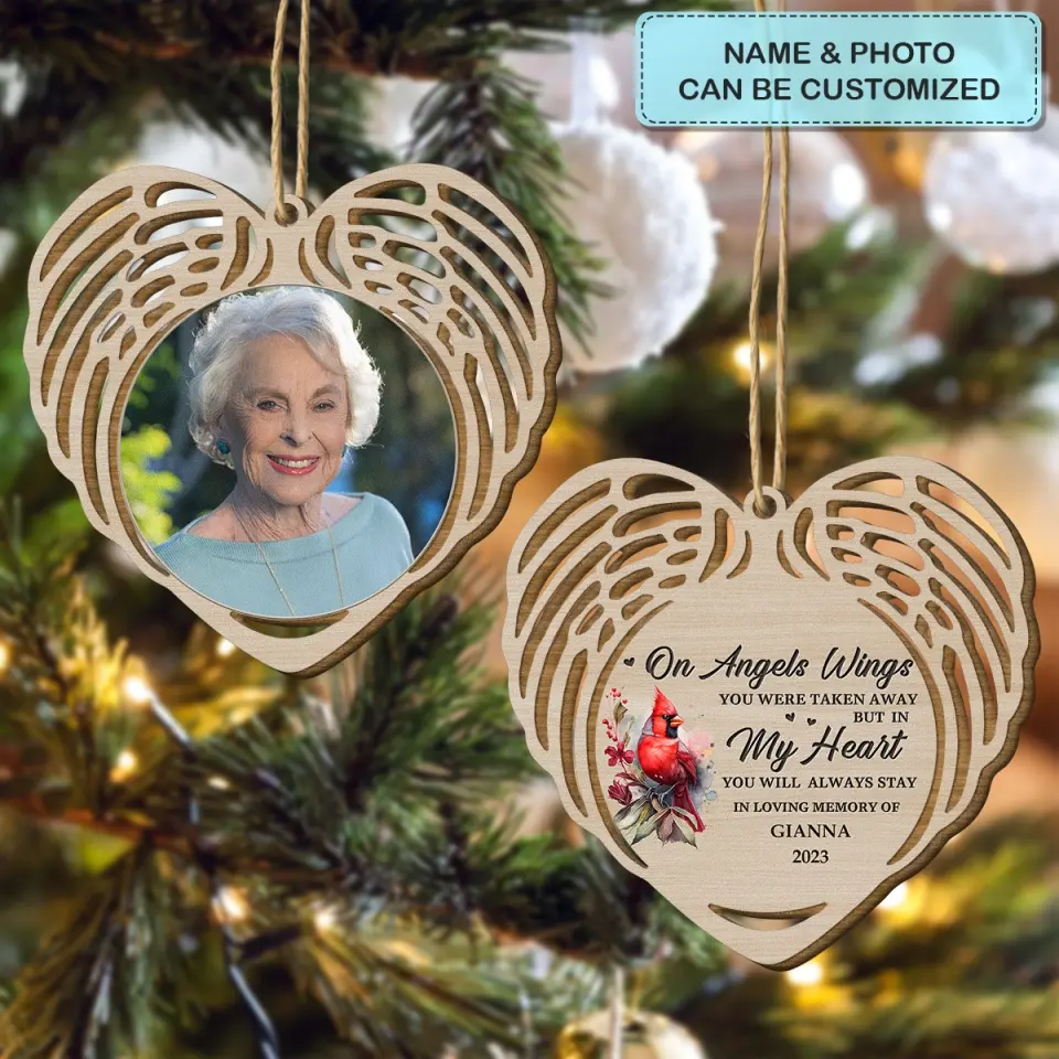 In My Heart You Will Always Stay - Personalized Custom Wood Ornament - Gift For Grandma, Grandpa, Family, Family Members