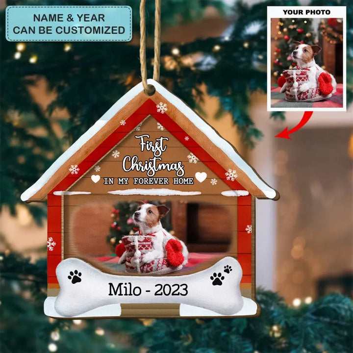 Fist Time In My Forever Home V2 - Personalized Custom Wood Ornament - Christmas Gift For Dog Lover, Dog Owner, Dog Mom, Dog Dad