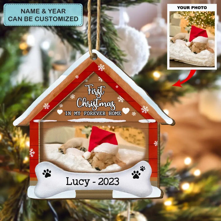 Fist Time In My Forever Home V2 - Personalized Custom Wood Ornament - Christmas Gift For Dog Lover, Dog Owner, Dog Mom, Dog Dad