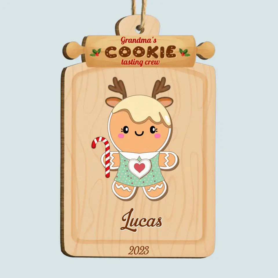 Grandma's Cookie Tasting Crew - Personalized Custom Wood Ornament - Christmas Gift For Mom, Grandma, Family Members