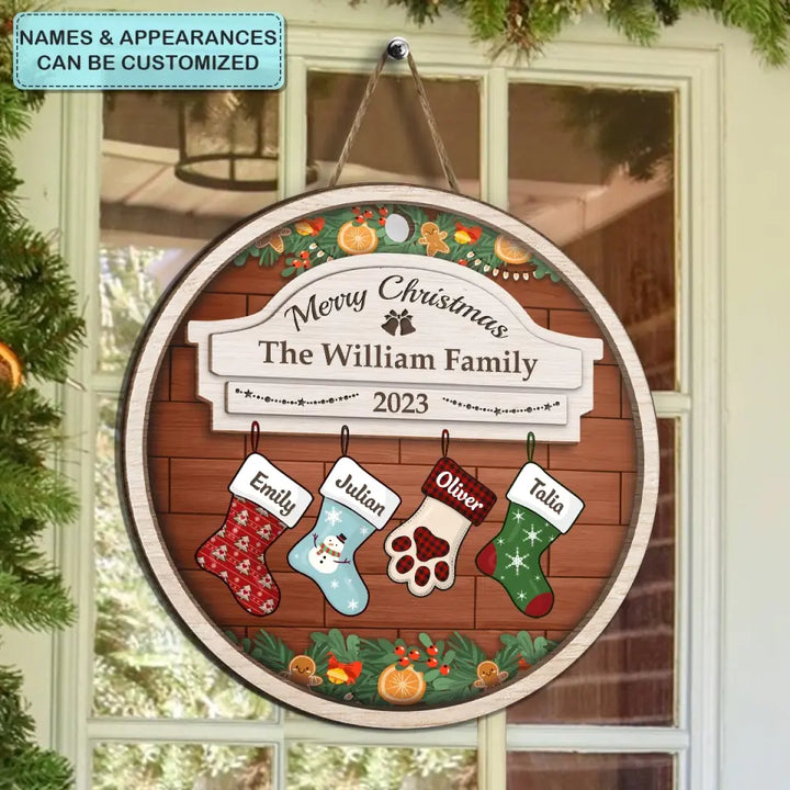 Jolly Little Christmas - Personalized Custom Door Sign - Christmas Gift For Family Members