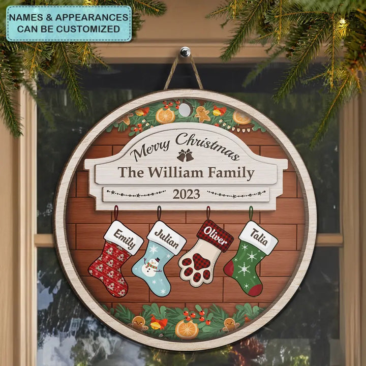 Jolly Little Christmas - Personalized Custom Door Sign - Christmas Gift For Family Members