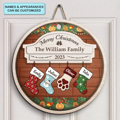 Jolly Little Christmas - Personalized Custom Door Sign - Christmas Gift For Family Members