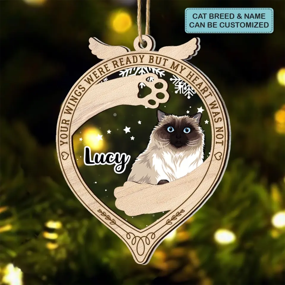 Your Wings Were Ready But My Heart Was Not - Personalized Custom 2-Layer Mix Ornament - Memorial Gift For Cat Mom, Cat Dad