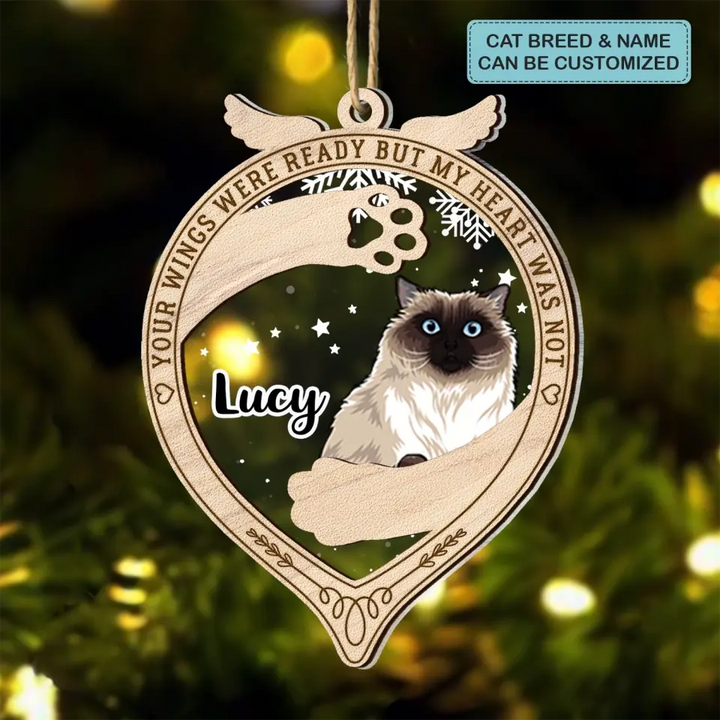 Your Wings Were Ready But My Heart Was Not - Personalized Custom 2-Layer Mix Ornament - Memorial Gift For Cat Mom, Cat Dad