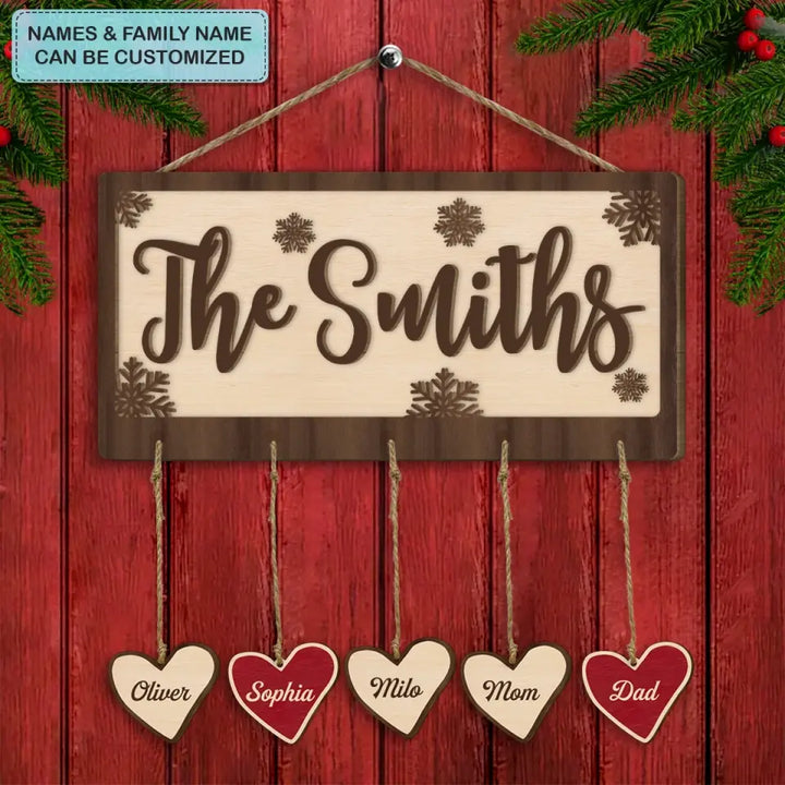 Our Family - Personalized Custom Hanging Door Sign - Christmas, Home Decor Gift For Family Members