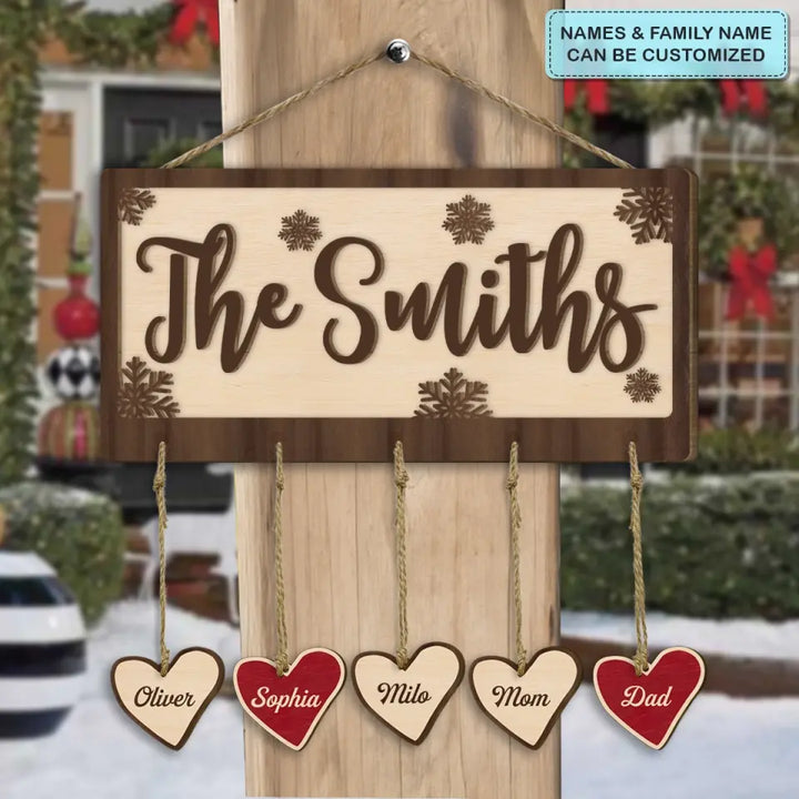 Our Family - Personalized Custom Hanging Door Sign - Christmas, Home Decor Gift For Family Members