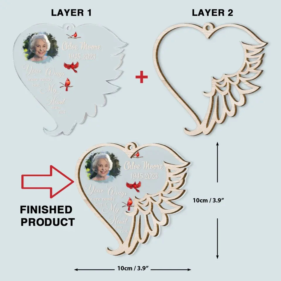 Your Wings Were Ready - Personalized Custom 2-Layer Mix Ornament - Christmas, Memorial Gift For Family Members